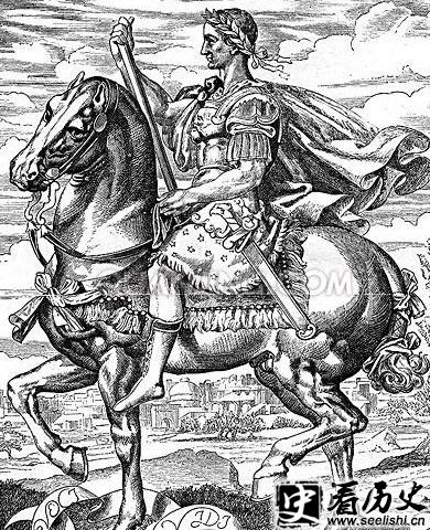 法萨罗之战的指挥者凯撒的素描画